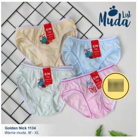 12 Pcs CD Golden Nick GN 1134 List | Celana Dalam Goldennick Remaja Perempuan Wanita Dewasa | Sguna