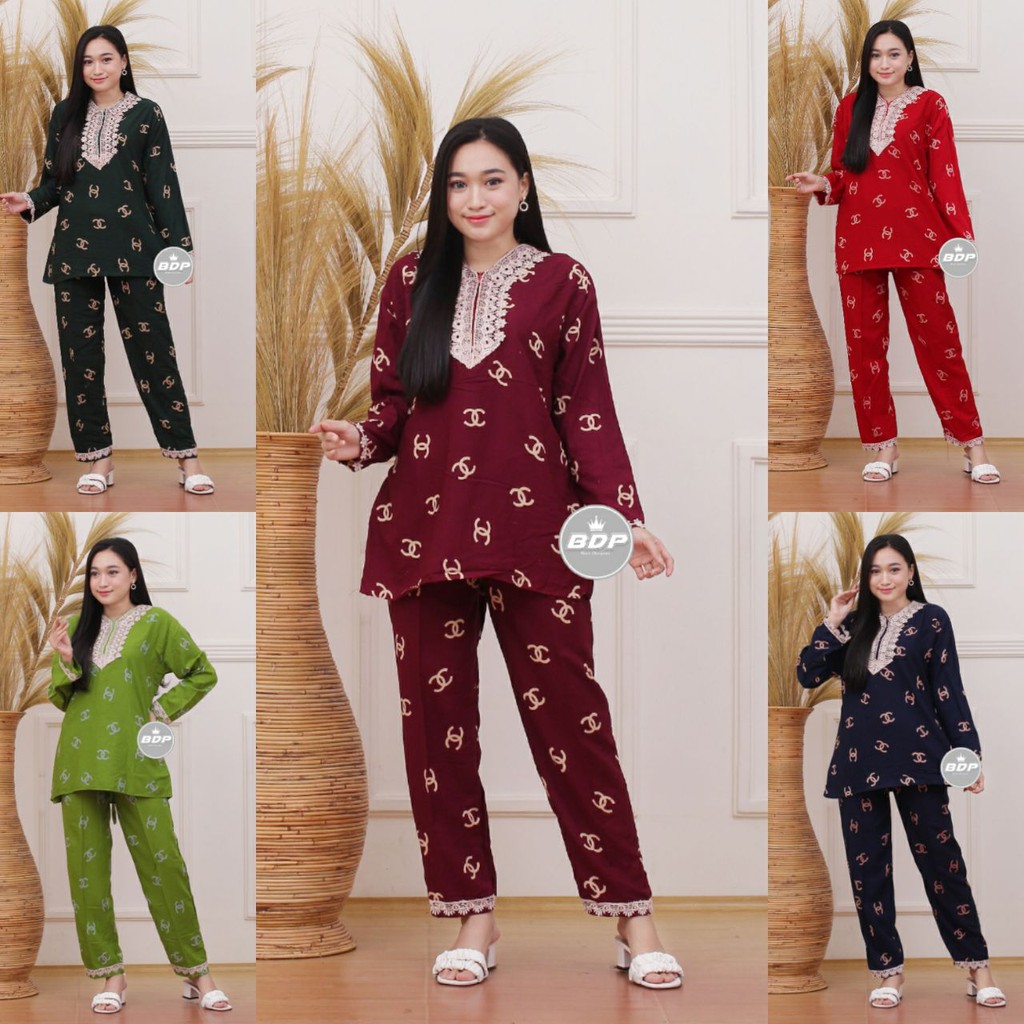 TERBARU | SETELAN PIYAMA ARAB RENDA LENGAN PANJANG | BAJU TIDUR BUSUI RESLETING DEPAN