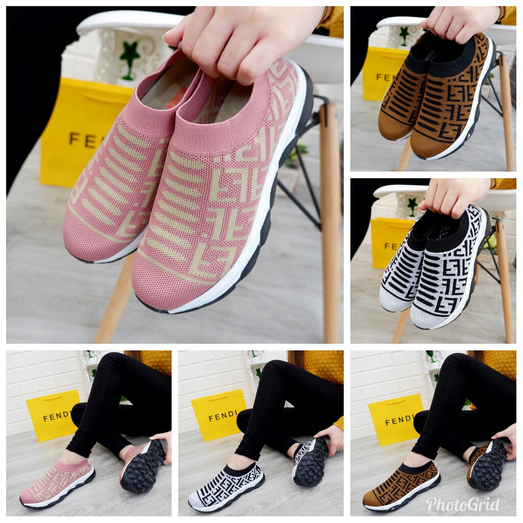 Fendi Jacquard Mesh  502159 NDY SEPATU FASHION SEPATU WANITA SEPATU IMPORT SNEAKERS WANITA