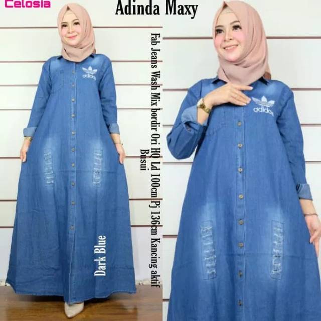 ADINDA JEANS MAXY LONGDRESS GAMIS TERUSAN WANITA