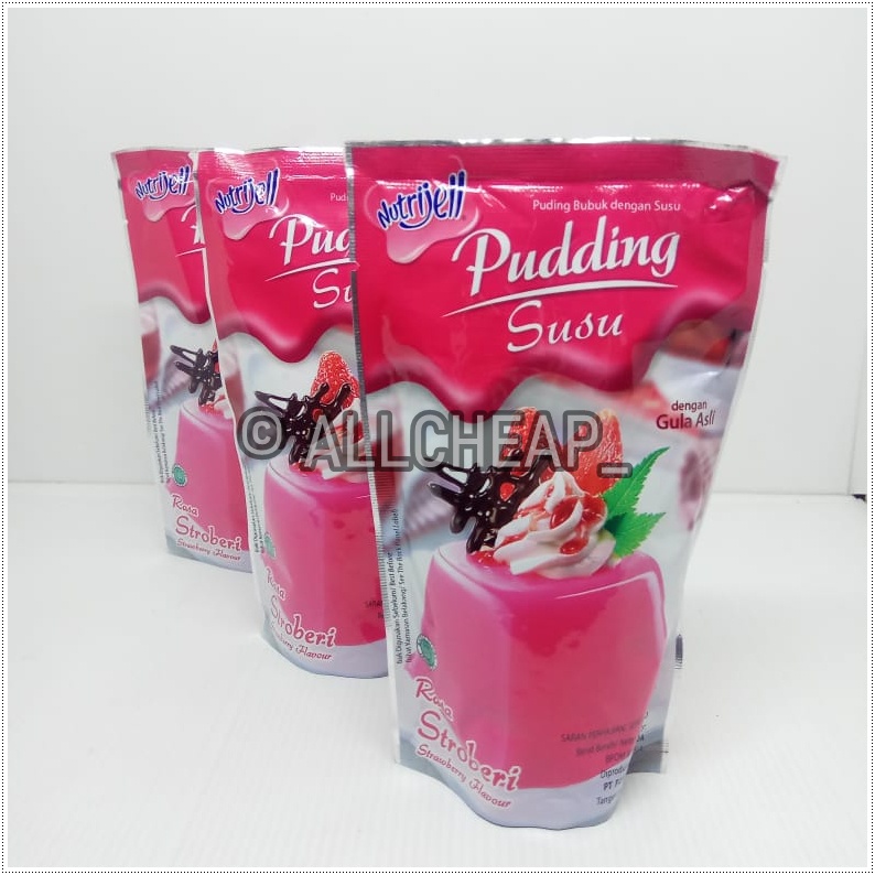 nutrijel PUDING susu rasa strobery STRAWBERRY flavour 145gr (5.11oz)