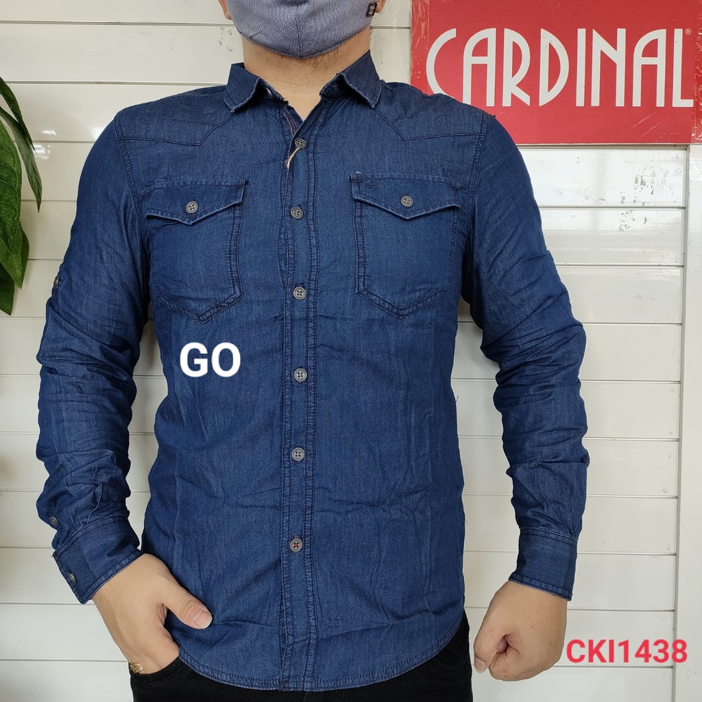 gof KIJ CARDINAL KEMEJA SLIMFIT Pakaian Atasan Pria Hem Casual Santai Motif Original Lengan Panjang