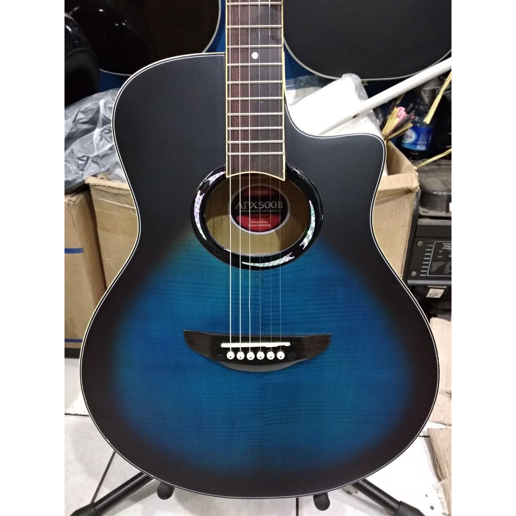 Gitar Akustik Merk Yamaha Tipe APX 500 Warna Sunburst Biru Trusrod Murah Jakarta