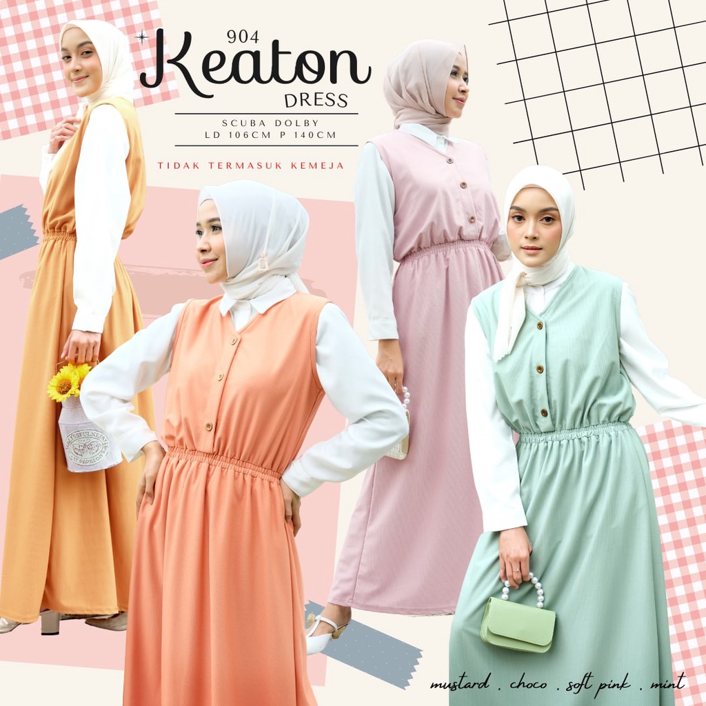 KEATON DRESS / DRESS SIMPLE / DRESS KONDANGAN / DRESS POLOS