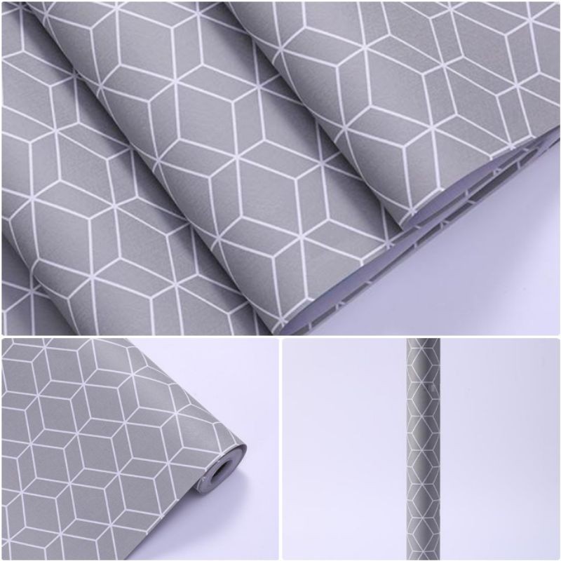 Wallpaper Dinding Sticker Pvc Motif Artistik Gray Modern