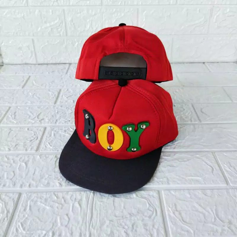 Topi Anak Snapback anak/Topi ploking anak/topi anak karakter-Merah BOY