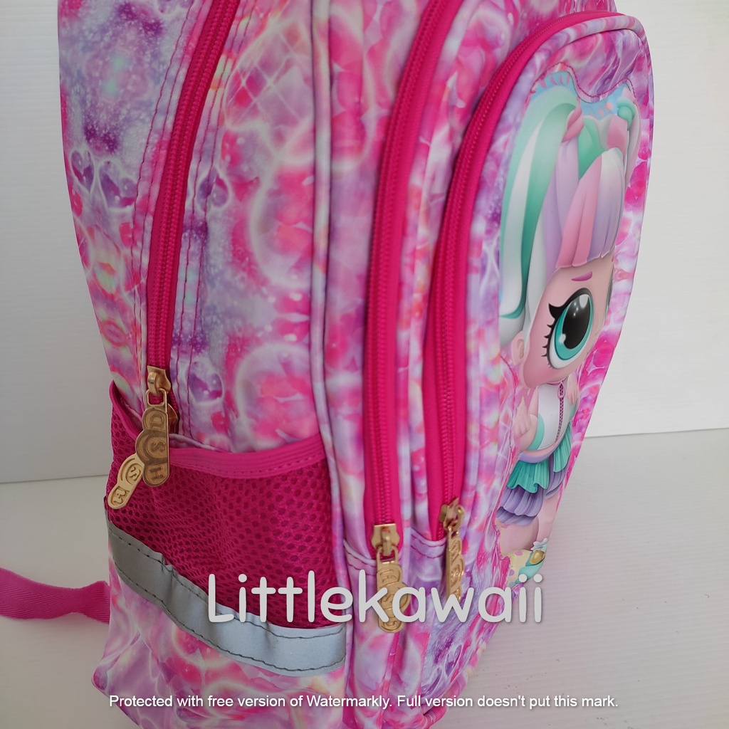 LK/Tas Ransel Sekolah Anak Emboss Hardcase Frozen LOL Unicorn Superhero XL PAUD TK SD Import