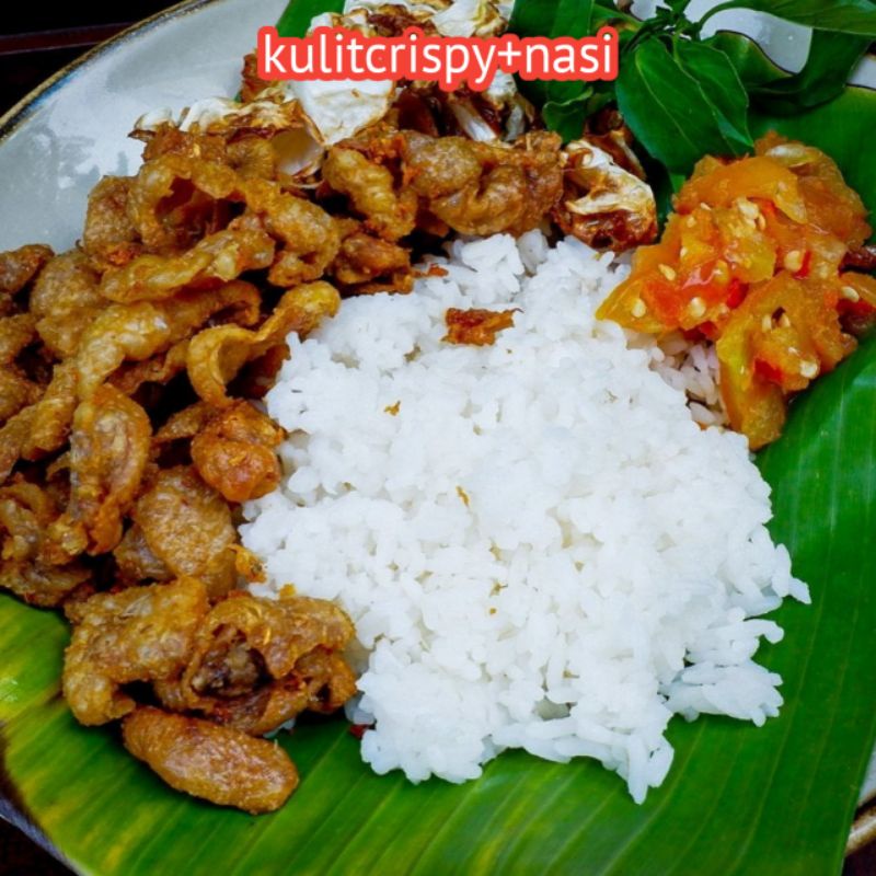 Kulit Ayam Crispy Pedas Kerupuk Kulit Ayam Crispy Pedasdaun jeruk 50gram Keripik kulit crispy kriuk cikruh original gurih jajanan cemilan kerupuk krispi renyah