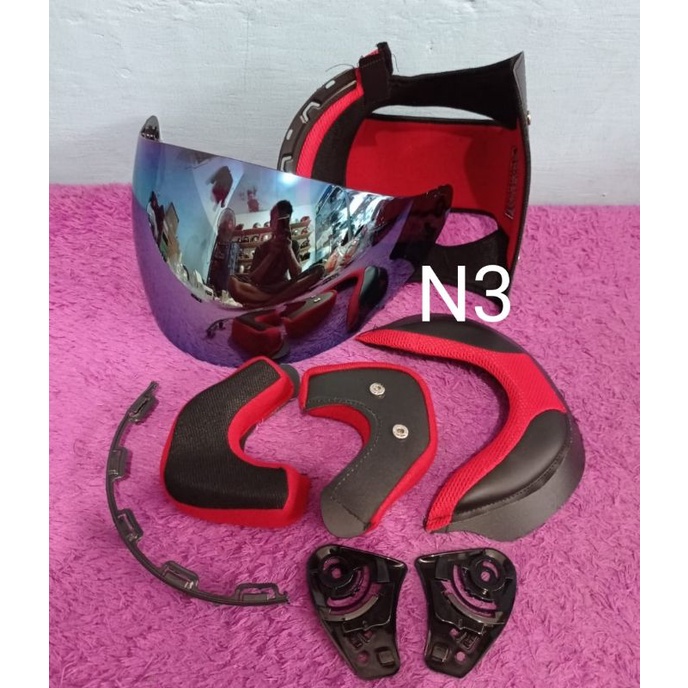 BUSA HELM KYT DJ MARU KANCING BESI ATAU KLIK BESI FULL SET PAKET KACA