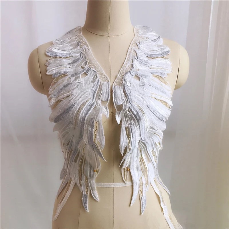 White Angel Wing Embroidered (One pair)