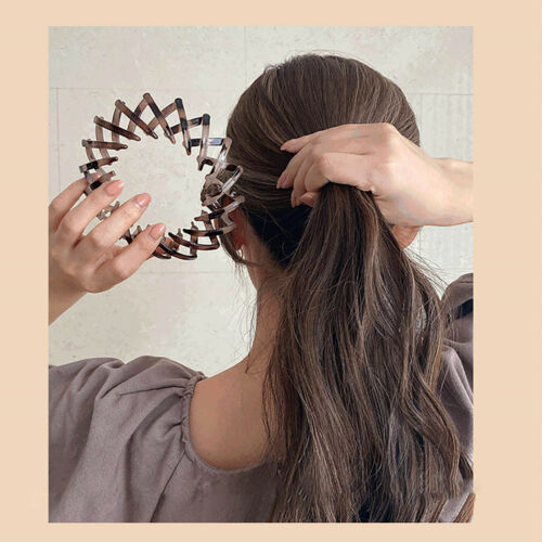 Rambut Tetap Gaya Rambut Styling Rambut Ikat Rambut Ponytail Gesper Pemegang Cakar Lady Gadis Retro Leopard Bud Ball Hair Ring Scalable Shrinkable Hairpin