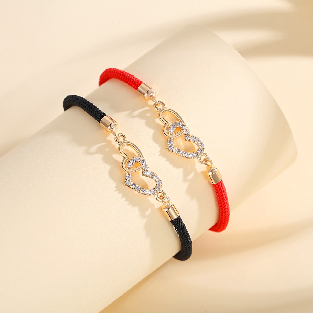 Y664【Barang spot】Gelang Couple / Gelang Desain Berbentuk Hati Untuk Pria Dan Wanita Gelang Tali Braided LOVE Bracelet