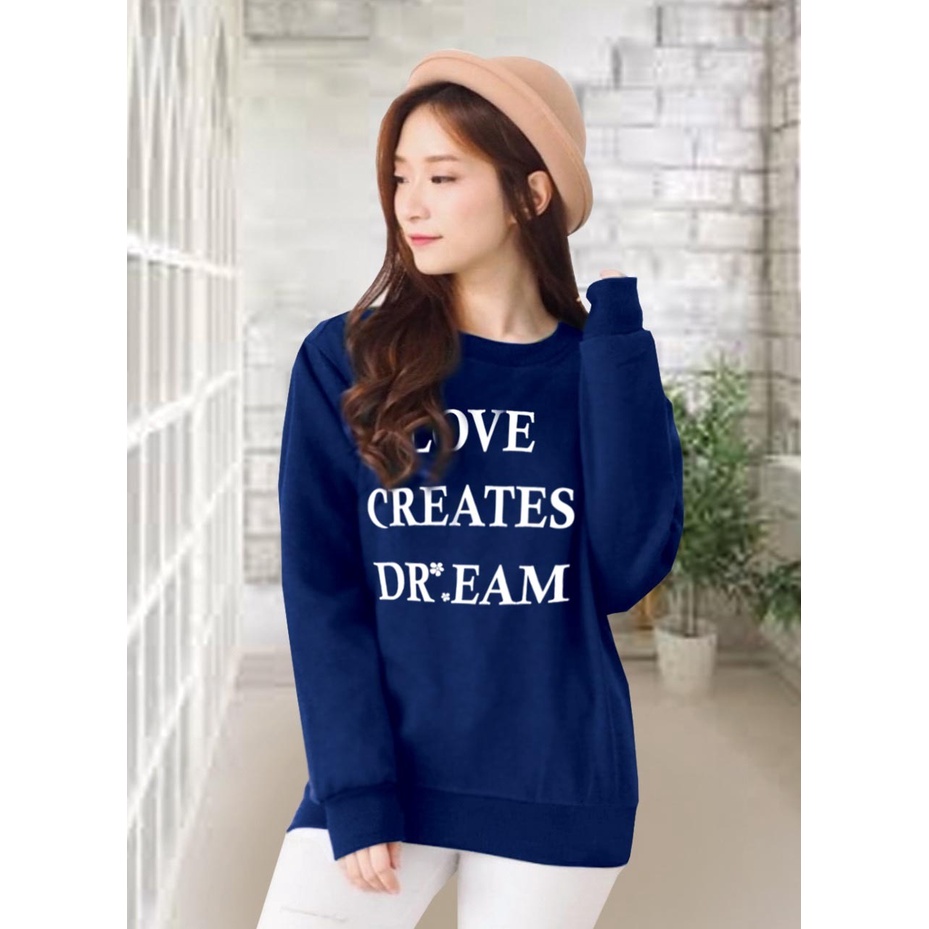 Kaos Lengan Panjang DREAM / Kaos Sweatshirt / Atasan Wanita / Atasan Wanita Lengan Panjang / Atasan Import / Kaos Wanita Blus