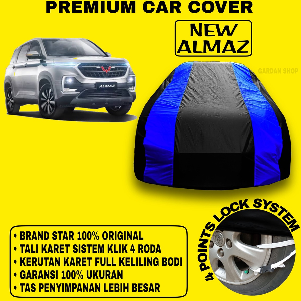 Body Cover NEW ALMAZ Sarung Strip BIRU Penutup Bodi Mobil New Almaz PREMIUM