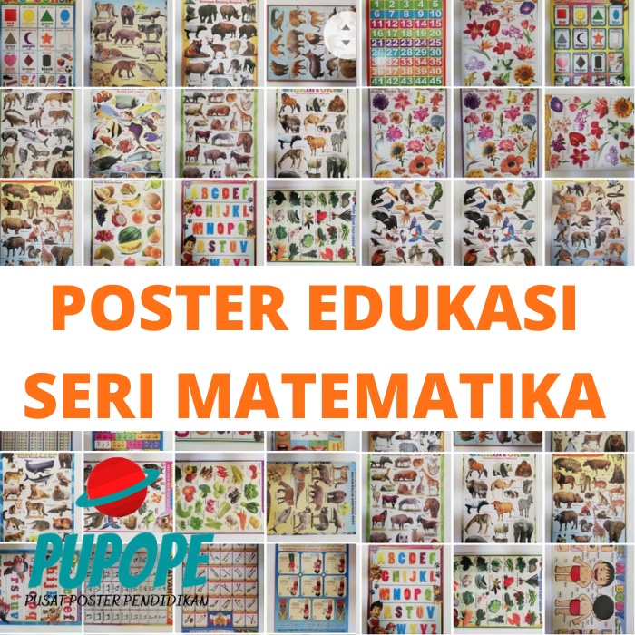 PAKET 10 POSTER BELAJAR ANAK EDUKASI ANGKA, BINATANG, HURUF DLL TERMURAH