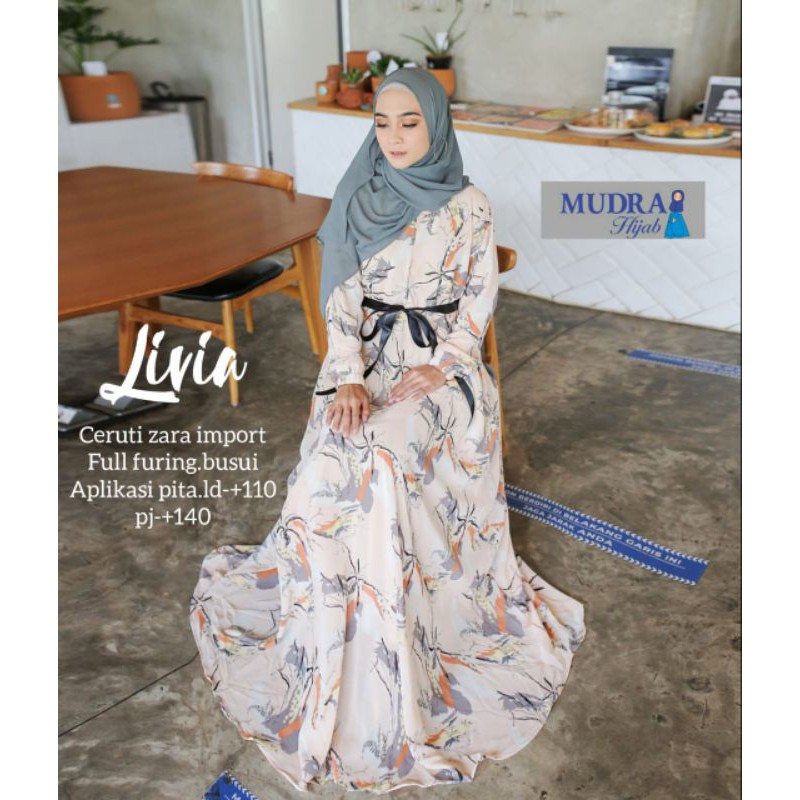Gamis Cerutty Zara Livia Dress Original Mudra Hijab Full Puring