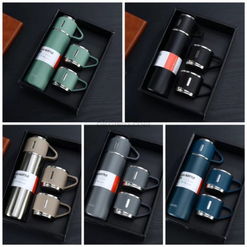 GIFT BOX Termos Vacuum Awet Panas dingin Flash gift set hampers Ide Kado 500ml souvenir thermos thumbler botol Waisul icung