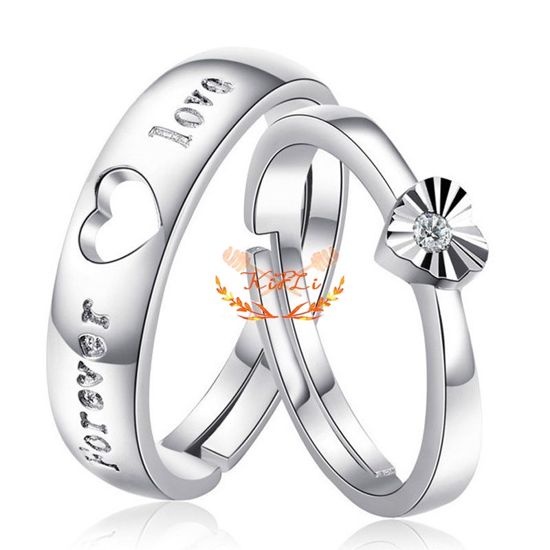 925 Silver Cincin,Pasangan Berlian Mode Wanita,Perhiasan Cincin Couple Rings