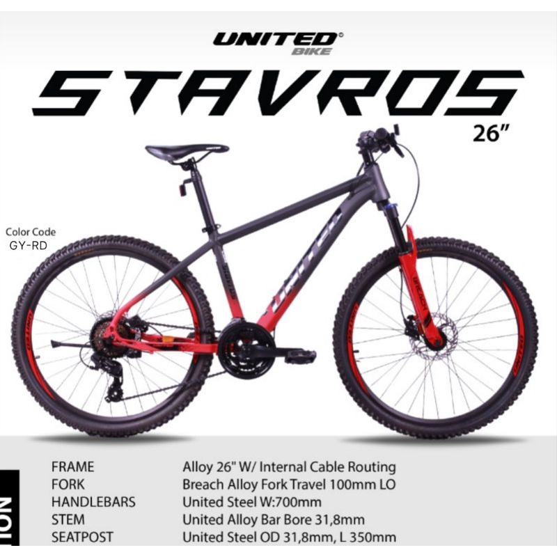 Sepeda Gunung MTB 26 inch United Stavros Alloy