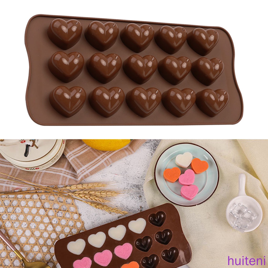 (Huite) Cetakan Es Batu / Coklat / Fondant 15 Sekat Bentuk Hati Untuk Baking / Rumah