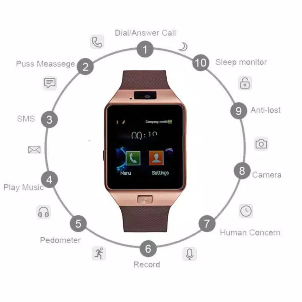 SMARTWATCH U9 SMART WATCH DZ09 Jam Tangan HP Android Support SIMCARD-4