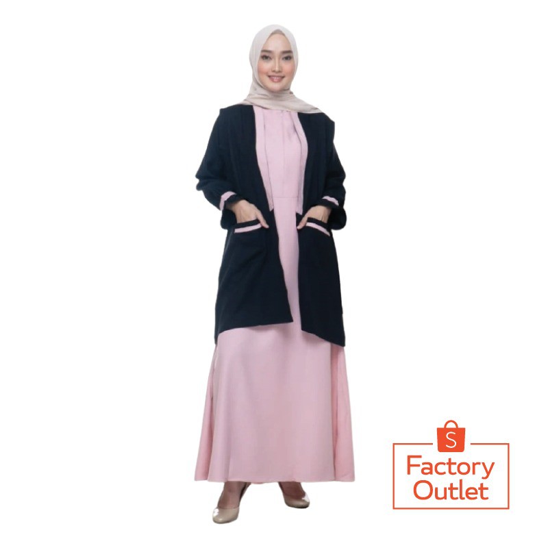 Elbina Set Gamis Outer SAJA S M L XL Fashion Muslim Bahan Moscrepe HQ