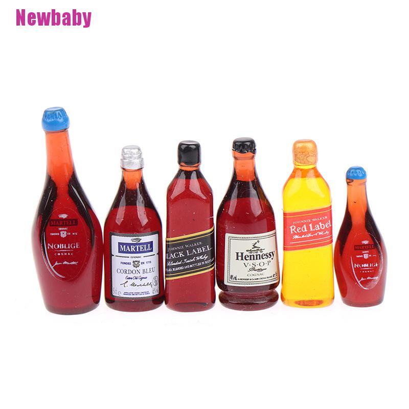 (Newbaby) 9pcs / Set Mainan Miniatur Botol whiskey / wine / XO Untuk Aksesoris Rumah Boneka