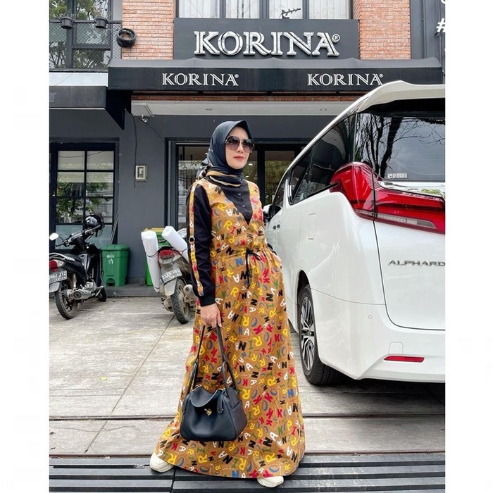 [KORINA] Gamis Muslim Wanita Feron Dress Best Seller Original - Olive, SM