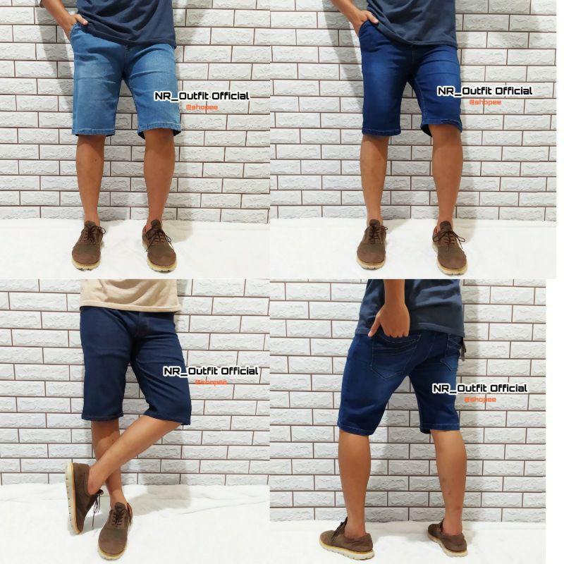 Jeans Pendek Cowok Stretch Distro Celana Keren Pria Slim Fit Size 27-38 NR_Outfit Official COD