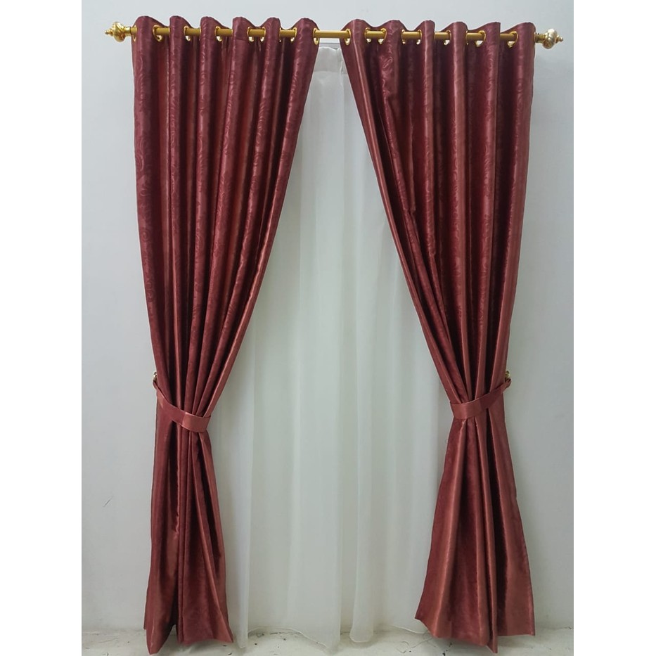 Promo Gorden jendela hordeng blackout dimout Emboss Akar Merah hati