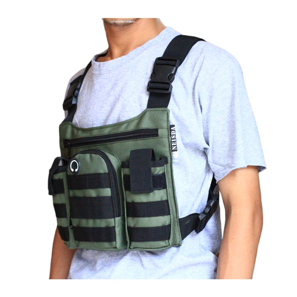 Tas dada Chestbag rig Tas dada pria Neisda Premium Green Black