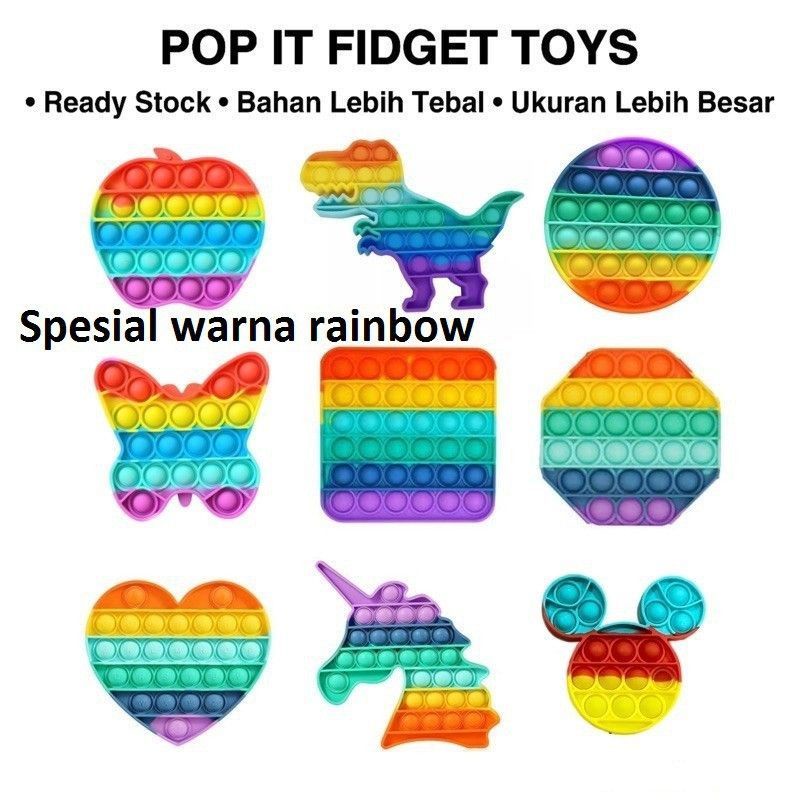 Pop it square rainbow // pop it murah // pop it rainbow