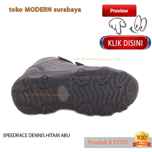 Sepatu anak sekolah kets boots casual velcro SPEEDRACE DENNIS HITM ABU