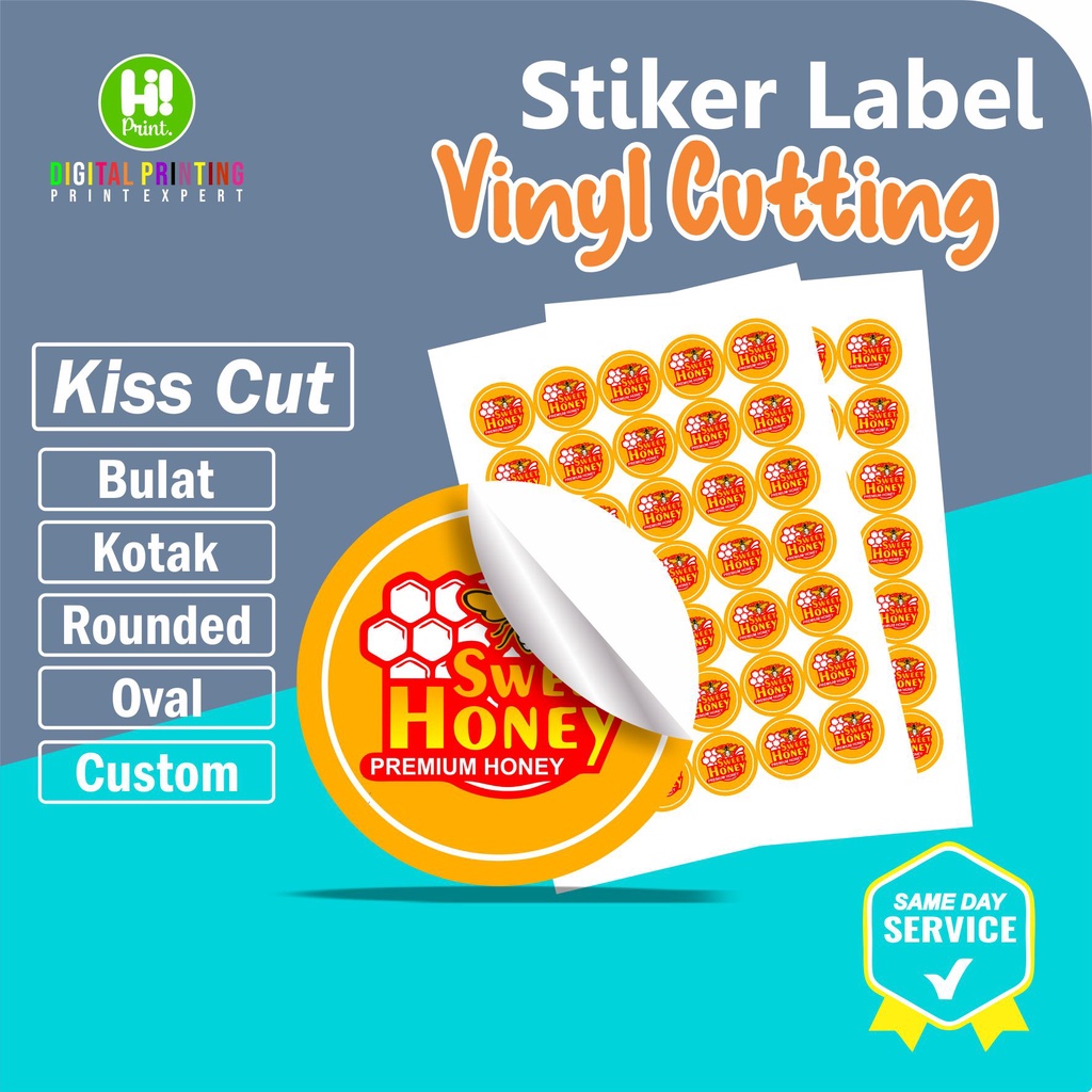 

Cetak stiker label kemasan produk makanan minuman vinyl - anti air A3