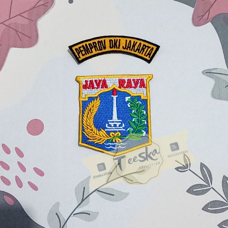 Set Bet / badge Logo dan lokasi Bordir Seragam PDH Khaki PNS Pria atau Wanita Pemerintah Provinsi DK