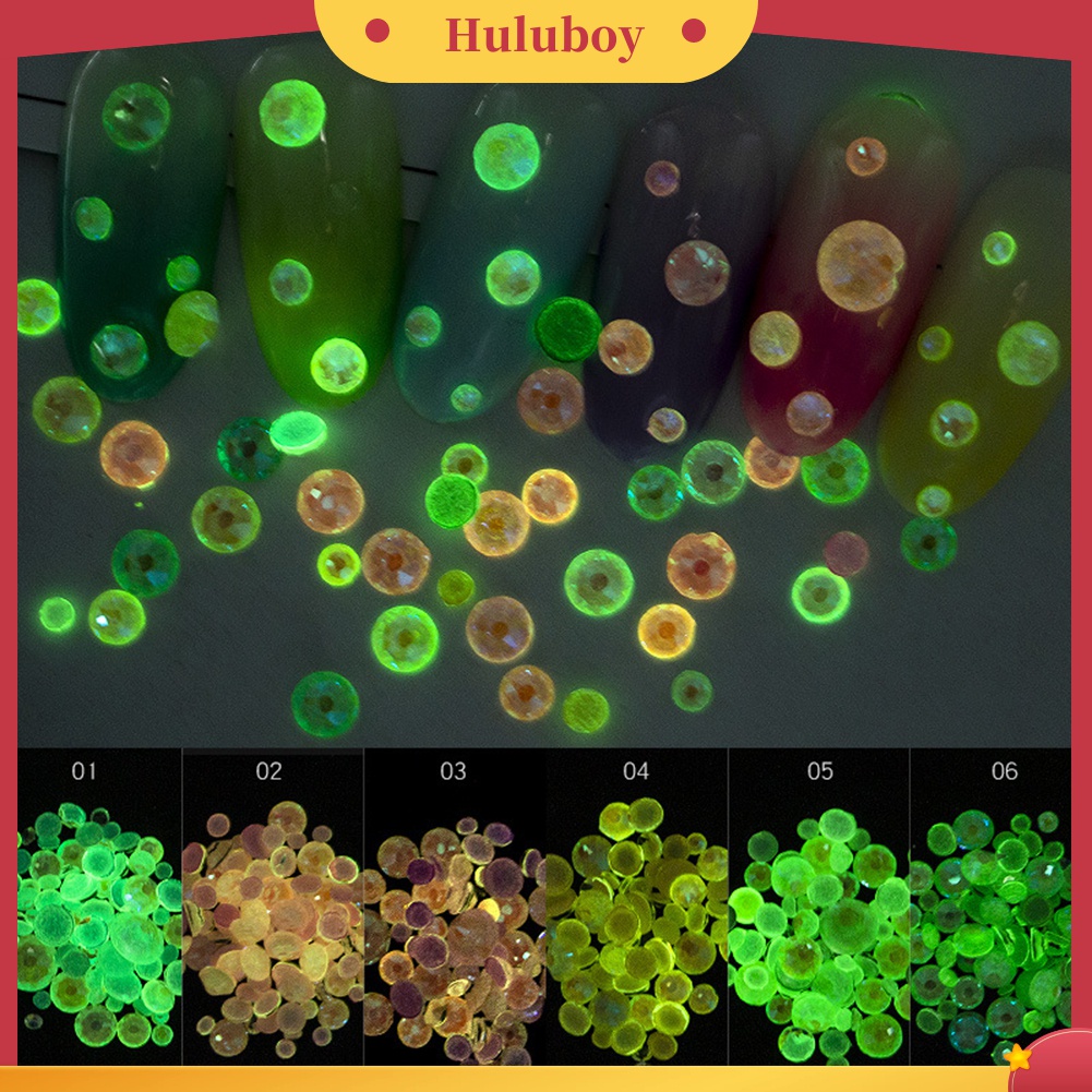 Huluboy Huluboy♡ Hiasan Berlian Imitasi Bulat Flat 3D 6 Warna Untuk Dekorasi Manicure DIY