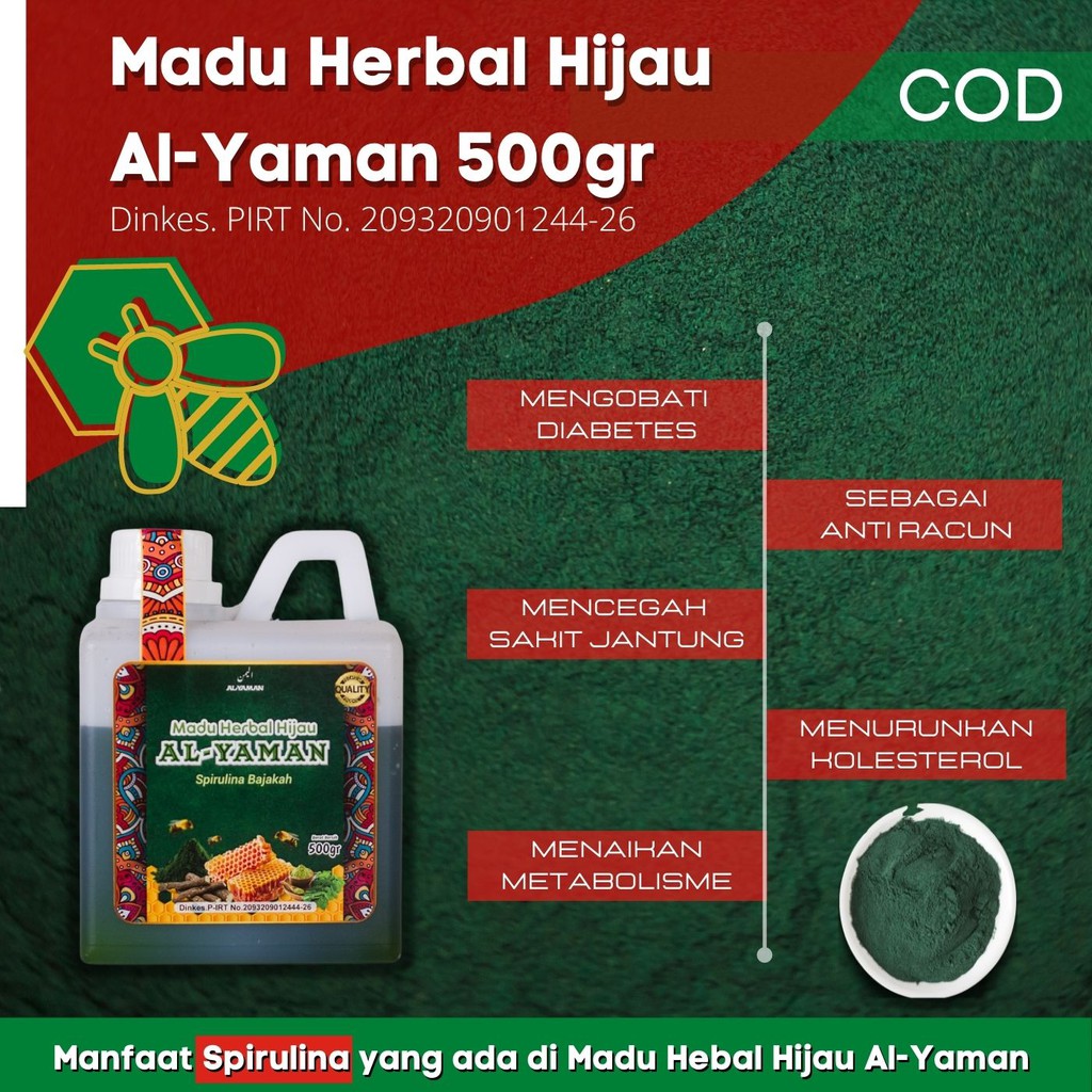 Madu herbal Hijau Herbal Spirulina Bajakah 500gram Untuk Penyakit Lambung