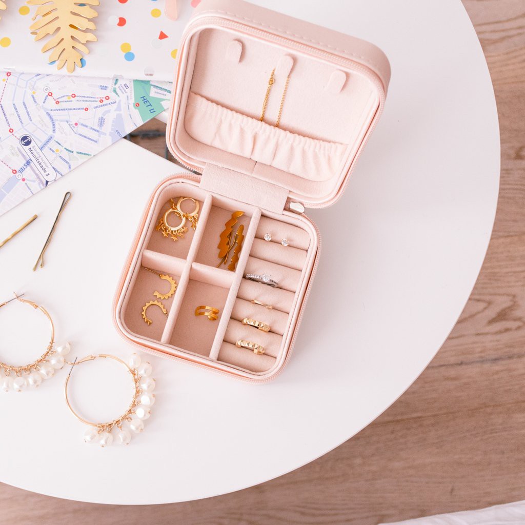 Jewelry Box/ Travel Jewelry Box/ Tempat Kotak Perhiasan & Aksesoris/ Kotak Emas (Mini)