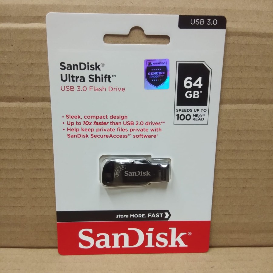 SanDisk Ultra Shift Flashdisk 64GB USB 3.0 CZ410 100MB/s