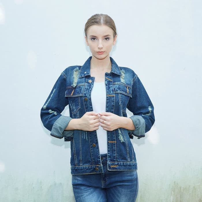 JAKET JEANS DENIM BIRU TUA UNISEX SIZE M - XXL FASHION DISTRO COWOK CEWEK GAYA TERBARU ABG N7T5