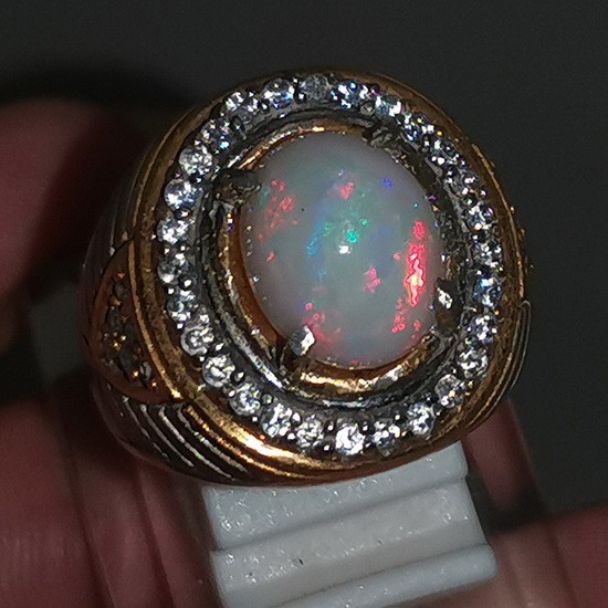 Cincin Batu Permata Kalimaya Putih Opal Asli Kode 1849