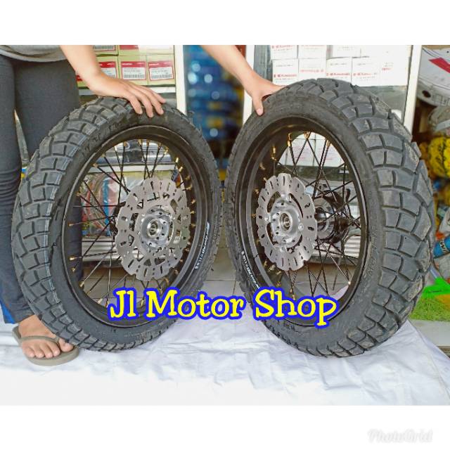 Velg - Wheelset Super Moto SuperMoto Honda CRF 150 L - CRF150 L Plus Ban Tromol ORI Untuk CRF