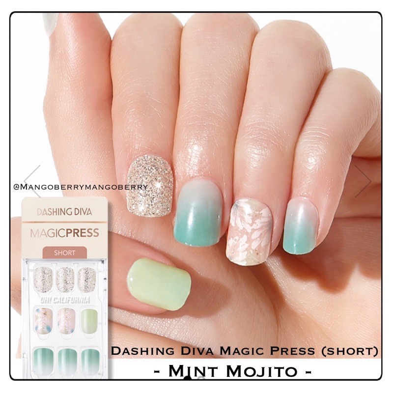 Dashing Diva Magic Press Manicure Mint Mojito 100 Original Fake Nail Kuku Palsu Shopee Indonesia