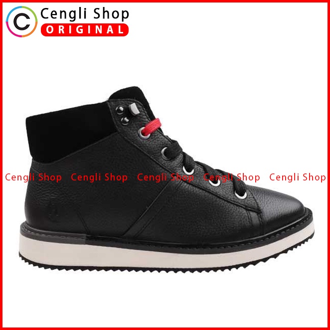 SEPATU SNEAKER KULIT HUSH PUPPIES WANITA ORIGINAL CASUAL HITAM HW07