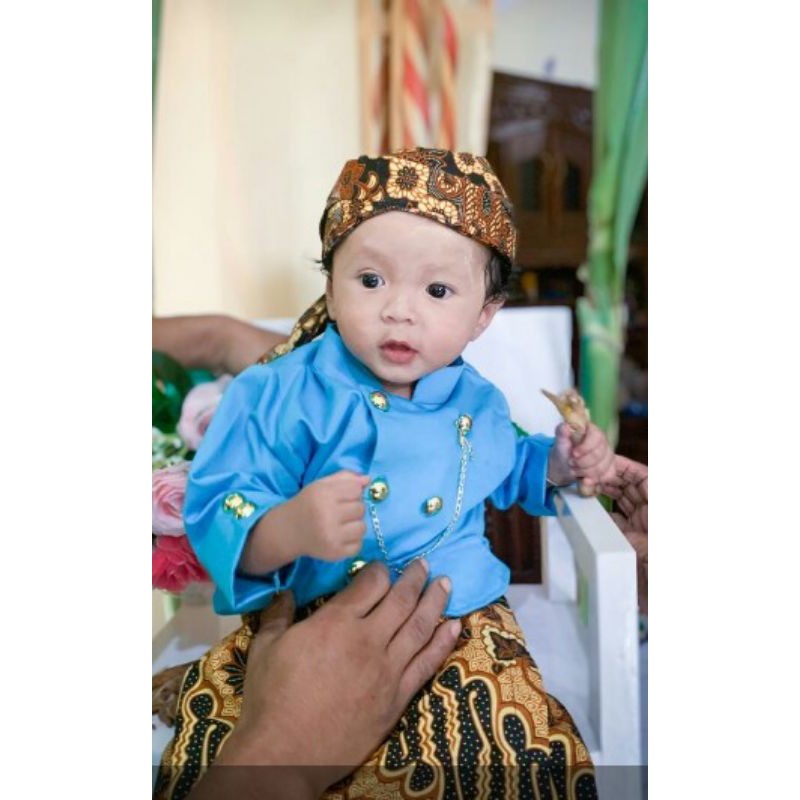 beskap bayi/ anak warna biru muda FREE blangkon