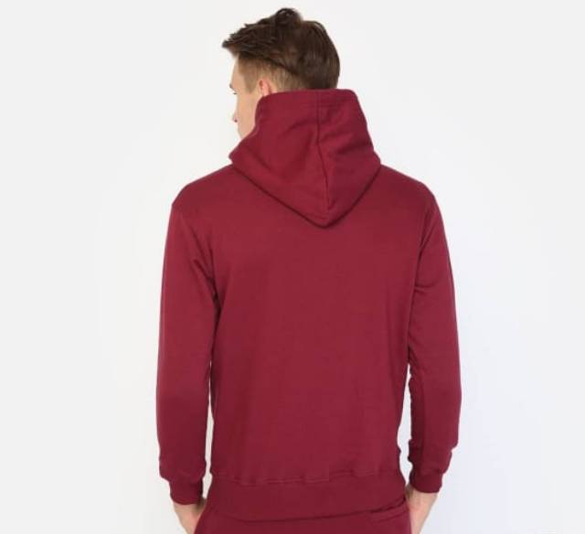 Jaket sweater hoodie jumper polos real cotton fleece murah distro MERAH MAROON