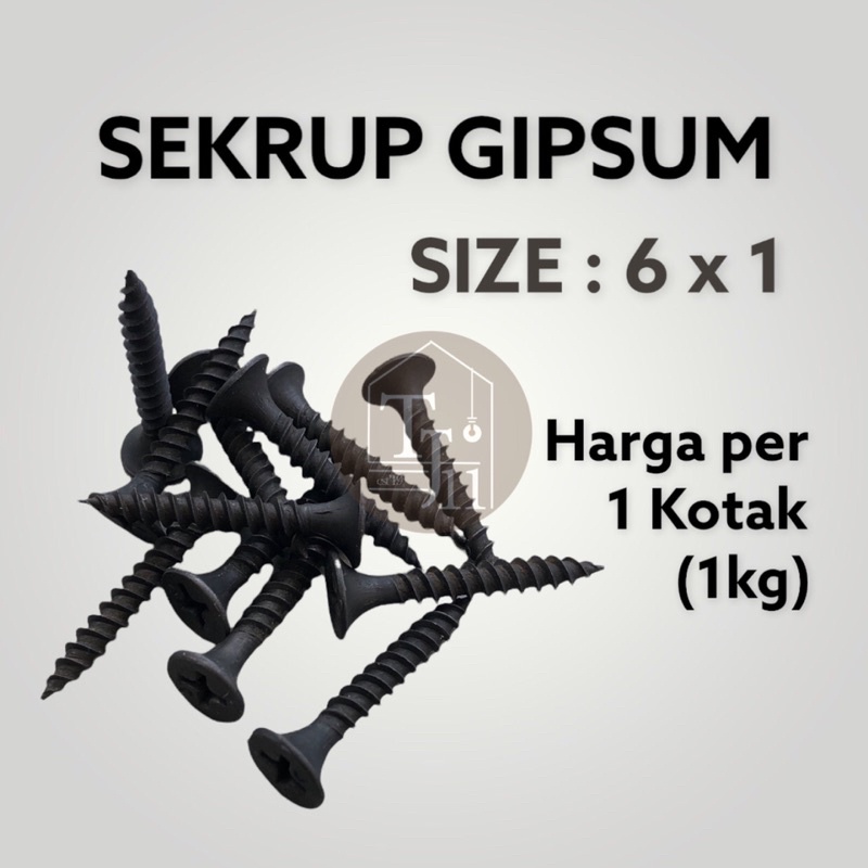 Skrup Gypsum Skrup Gipsum / Sekrup Gypsum ukuran 6 x 1 harga per kotak isi 1kg