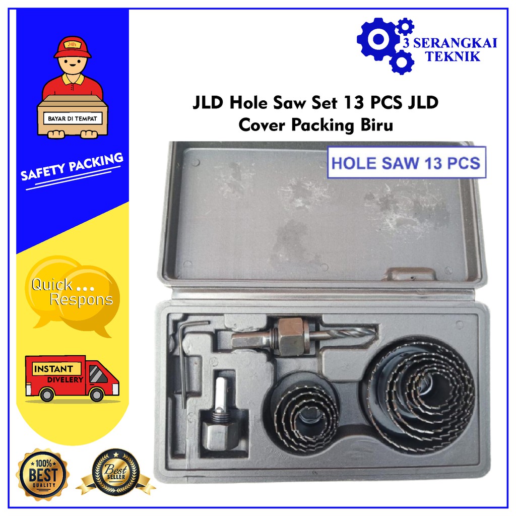 JLD Hole Saw Set 13 PCS JLD Cover Packing Biru