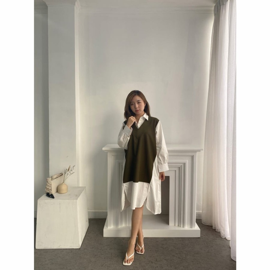 Dress Wanita Korea Olivia Knit Dress / Dress Katun Wanita A001