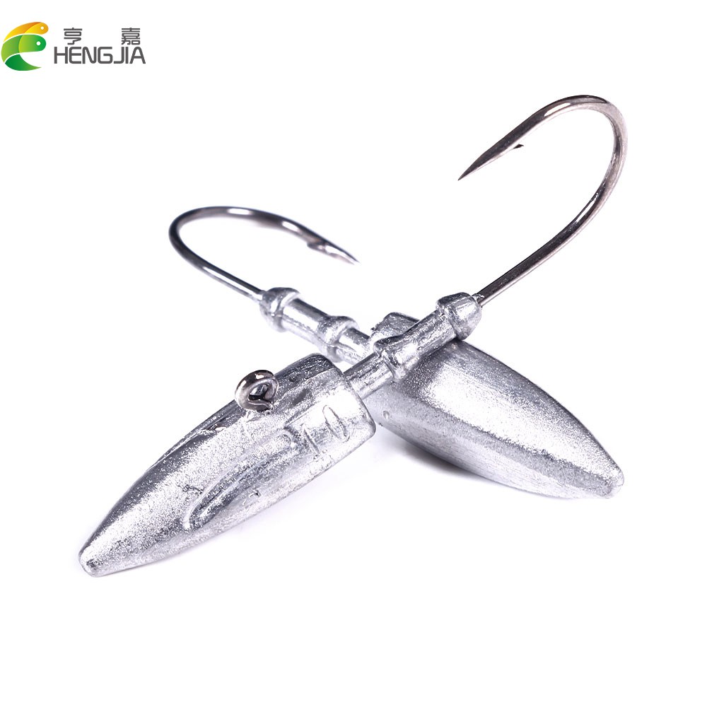 Hengjia 5PCS Lead Head Hooks 7g 10g 15g 21g 28g 35g Jig Head Silver Single Fishing Hooks Tackle